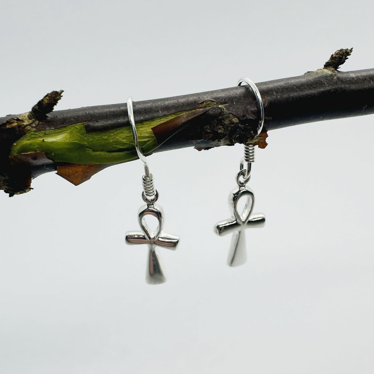 Sterling Silver Ankh Earrings