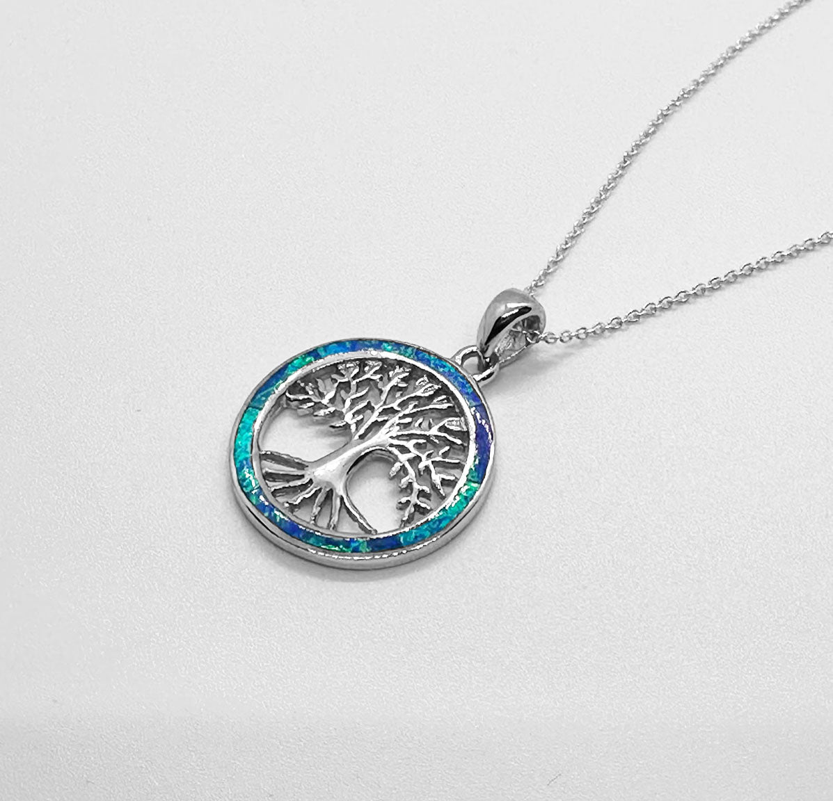 Blue Opal Tree of Life Pendant